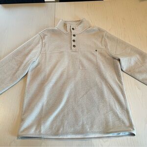 Vuori Venice Wool Sweater Mens Med Oatmeal Fleece Pullover 1/4 Zip Snaps